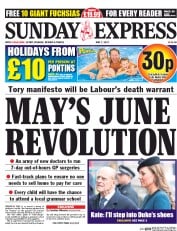 Daily Express Sunday (UK) Newspaper Front Page for 7 May 2017