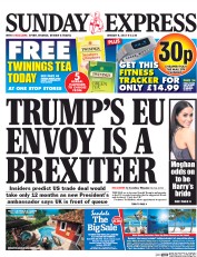 Daily Express Sunday (UK) Newspaper Front Page for 8 January 2017