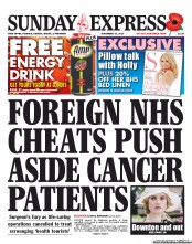 Daily Express Sunday Newspaper Front Page (UK) for 10 November 2013