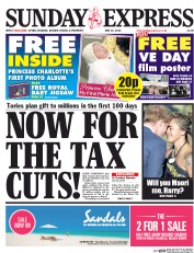 Daily Express Sunday (UK) Newspaper Front Page for 10 May 2015