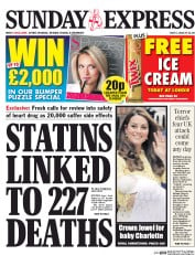 Daily Express Sunday (UK) Newspaper Front Page for 11 July 2015