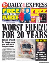Daily Express Sunday (UK) Newspaper Front Page for 12 January 2013