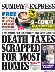 Daily Express Sunday Newspaper Front Page (UK) for 12 April 2015