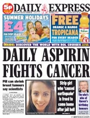 Daily Express Sunday (UK) Newspaper Front Page for 13 June 2015