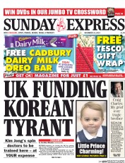 Daily Express Sunday (UK) Newspaper Front Page for 14 December 2014