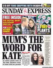 Daily Express Sunday (UK) Newspaper Front Page for 14 July 2013
