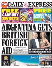 Daily Express Sunday (UK) Newspaper Front Page for 15 November 2014