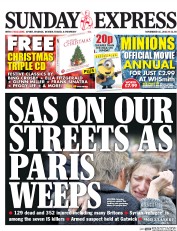 Daily Express Sunday (UK) Newspaper Front Page for 15 November 2015