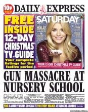 Daily Express Sunday Newspaper Front Page (UK) for 15 December 2012