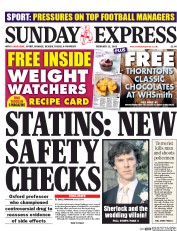 Daily Express Sunday Newspaper Front Page (UK) for 15 February 2015