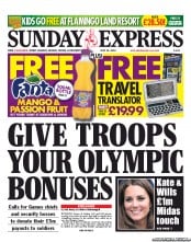 Daily Express Sunday Newspaper Front Page (UK) for 15 July 2012