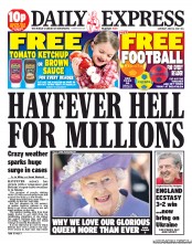 Daily Express Sunday (UK) Newspaper Front Page for 16 June 2012