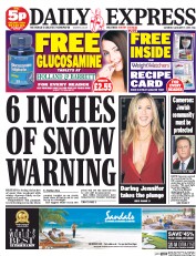 Daily Express Sunday (UK) Newspaper Front Page for 17 January 2015