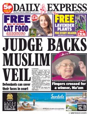Daily Express Sunday (UK) Newspaper Front Page for 18 April 2015
