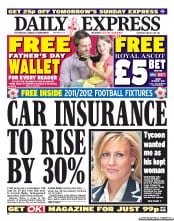 Daily Express Sunday Newspaper Front Page (UK) for 18 June 2011