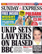 Daily Express Sunday Newspaper Front Page (UK) for 19 April 2015
