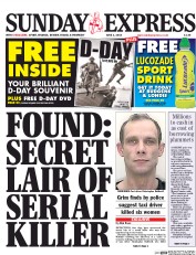 Daily Express Sunday (UK) Newspaper Front Page for 1 June 2014