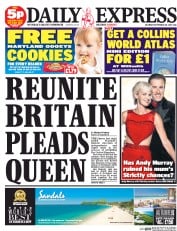 Daily Express Sunday (UK) Newspaper Front Page for 20 September 2014