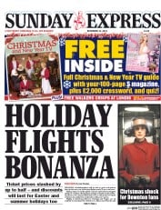 Daily Express Sunday (UK) Newspaper Front Page for 21 December 2014