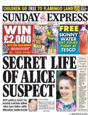 Daily Express Sunday Newspaper Front Page (UK) for 21 September 2014