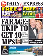 Daily Express Sunday (UK) Newspaper Front Page for 22 November 2014