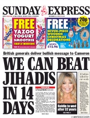 Daily Express Sunday (UK) Newspaper Front Page for 22 November 2015