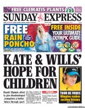Daily Express Sunday (UK) Newspaper Front Page for 22 July 2012