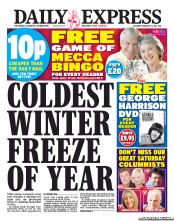 Daily Express Sunday (UK) Newspaper Front Page for 23 February 2013