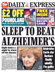 Daily Express Sunday Newspaper Front Page (UK) for 24 January 2015