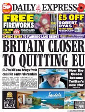 Daily Express Sunday Newspaper Front Page (UK) for 25 October 2014