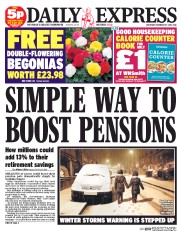 Daily Express Sunday (UK) Newspaper Front Page for 27 December 2014