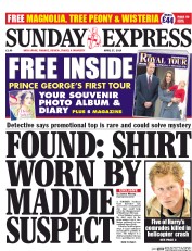 Daily Express Sunday Newspaper Front Page (UK) for 27 April 2014