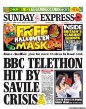 Daily Express Sunday Newspaper Front Page (UK) for 28 October 2012
