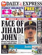 Daily Express Sunday (UK) Newspaper Front Page for 28 February 2015