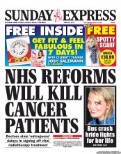 Daily Express Sunday Newspaper Front Page (UK) for 28 April 2013