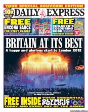 Daily Express Sunday (UK) Newspaper Front Page for 28 July 2012