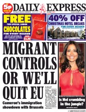 Daily Express Sunday Newspaper Front Page (UK) for 29 November 2014