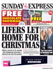 Daily Express Sunday (UK) Newspaper Front Page for 29 November 2015