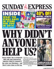 Daily Express Sunday Newspaper Front Page (UK) for 29 December 2013