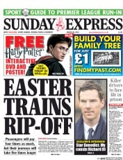 Daily Express Sunday (UK) Newspaper Front Page for 29 March 2015