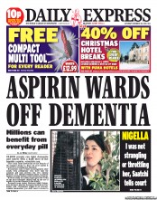 Daily Express Sunday (UK) Newspaper Front Page for 30 November 2013