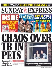 Daily Express Sunday Newspaper Front Page (UK) for 30 March 2014