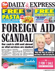 Daily Express Sunday (UK) Newspaper Front Page for 30 May 2015