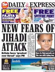 Daily Express Sunday (UK) Newspaper Front Page for 30 August 2014