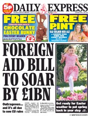 Daily Express Sunday (UK) Newspaper Front Page for 4 April 2015