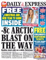 Daily Express Sunday (UK) Newspaper Front Page for 6 December 2014