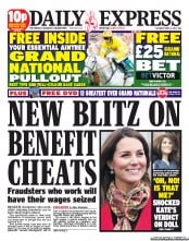 Daily Express Sunday (UK) Newspaper Front Page for 6 April 2013