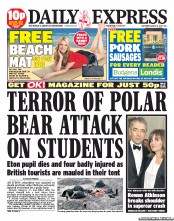 Daily Express Sunday (UK) Newspaper Front Page for 6 August 2011