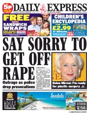 Daily Express Sunday Newspaper Front Page (UK) for 6 September 2014