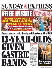 Daily Express Sunday (UK) Newspaper Front Page for 7 December 2014